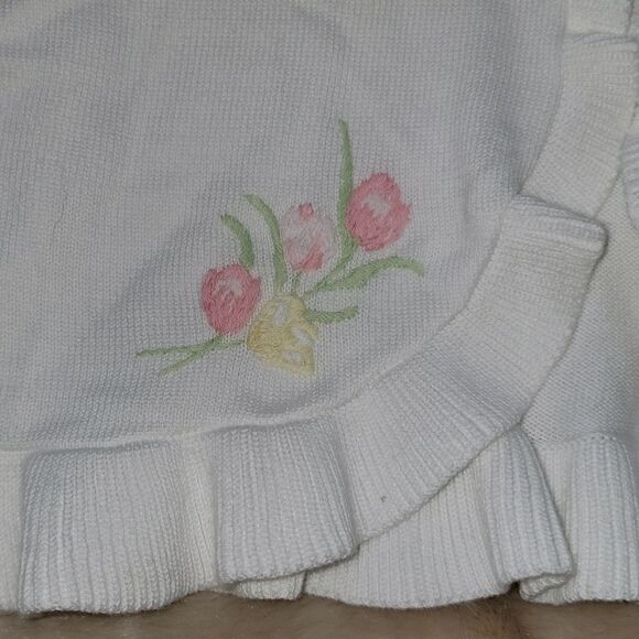 JANIE AND JACK WHITE 100% COTTON RUFFLE HEM SWEATER CARDIGAN SHRUG, SIZE 2T, NEW - Picture 5 of 10